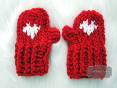 My Big Heart mittens in Red Heart with Love in Red and White 