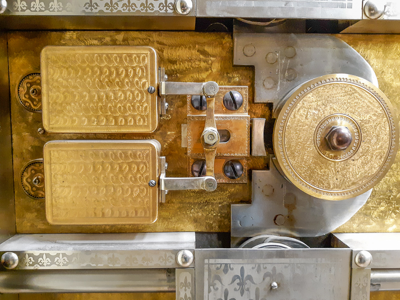 Close up of a former bank vault  lock