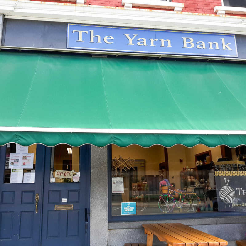 Picture of the storefront of The Yarn Bank in St. Johnsbury, VT